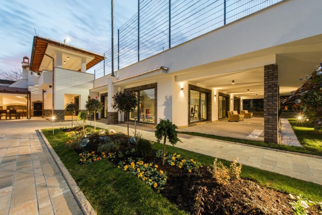 Modern house exterior with contemporary architectural design.